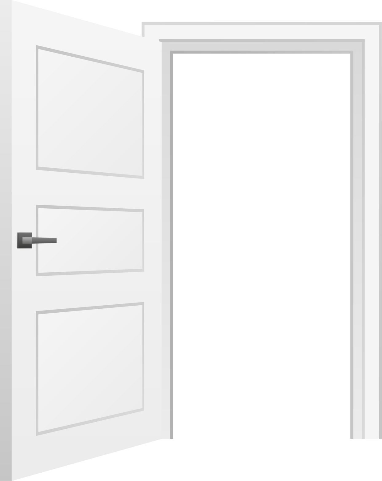 Cartoon door. Opened and closed wooden doors. Vector illustration.