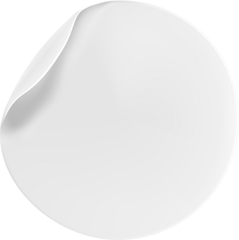 White Round Sticker with Peeling Corner Cutout