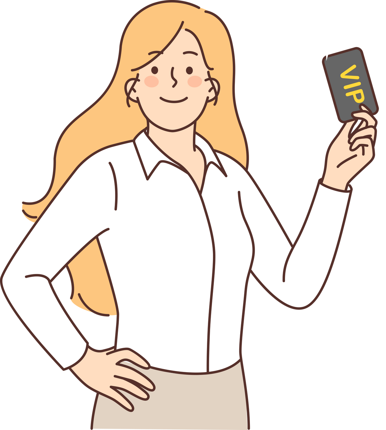 Woman holds vip card for access to private club of interest or party of people with premium status